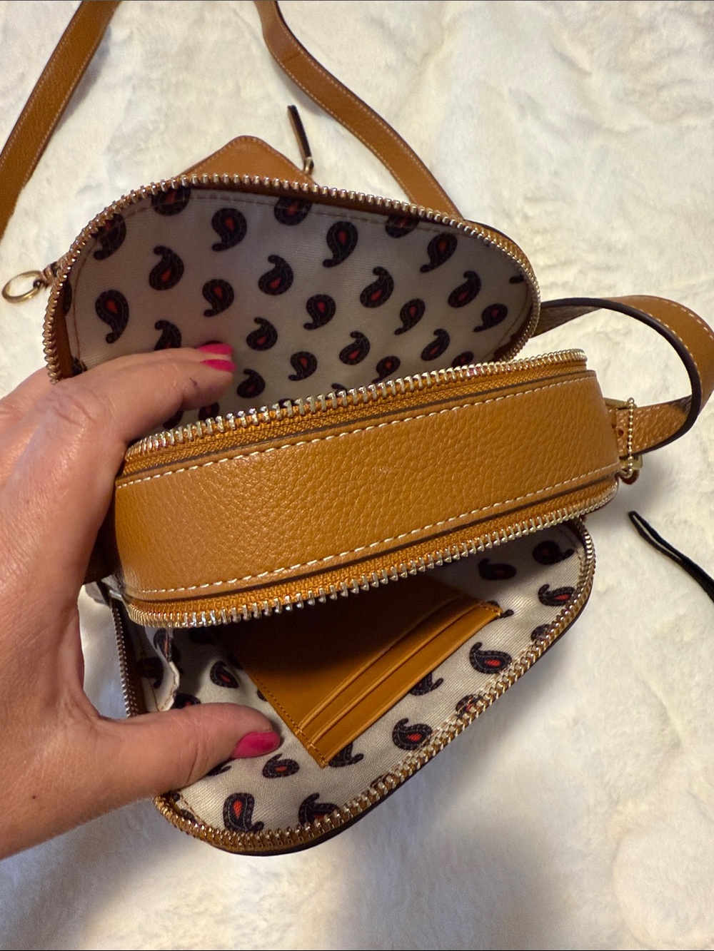 Vera Bradley Cognac Brown Pebbled Leather Crossbody with Matching Wallet NWT - Picture 10 of 13